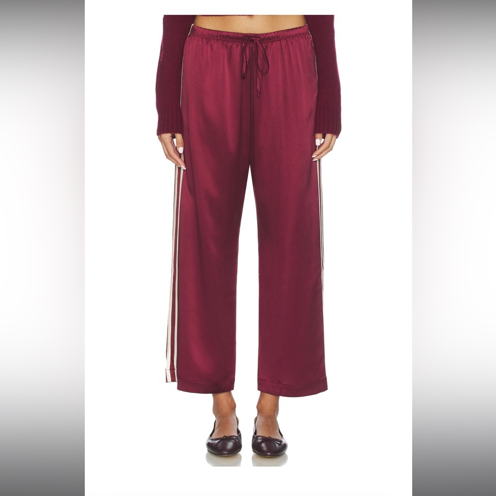 DONNI. SILK STRIPE CROP PANT OXBLOOD SMALL